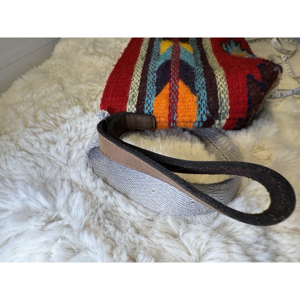 Custom quality Southwest Aztec Pattern Wool and Leather Purse Bag Large handmade - Picture 15 of 16